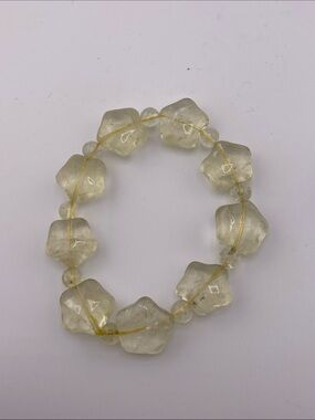 Natural Citrine Translucent Carved Star Bead Stretch Bracelet